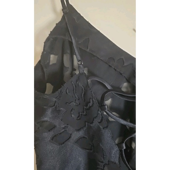 Victoria's  Secret Women's S  Mini Sheer Lacy‎ Rose Gold Lbl Black Bow Ties SEXY - Picture 9 of 12